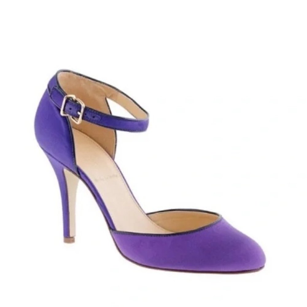 J.Crew AVA Satin Ankle Strap Pumps size: 9 Purple